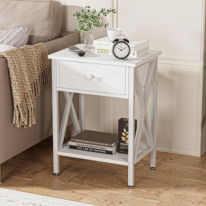 VECELO Nightstands Set of 2, Modern Bedside End Tables, Night Stands