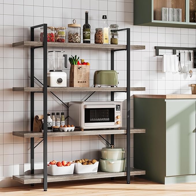 OtterOasis Heavy Duty 4-Tier Industrial Bookcase, 120lbs Shelf Capacity