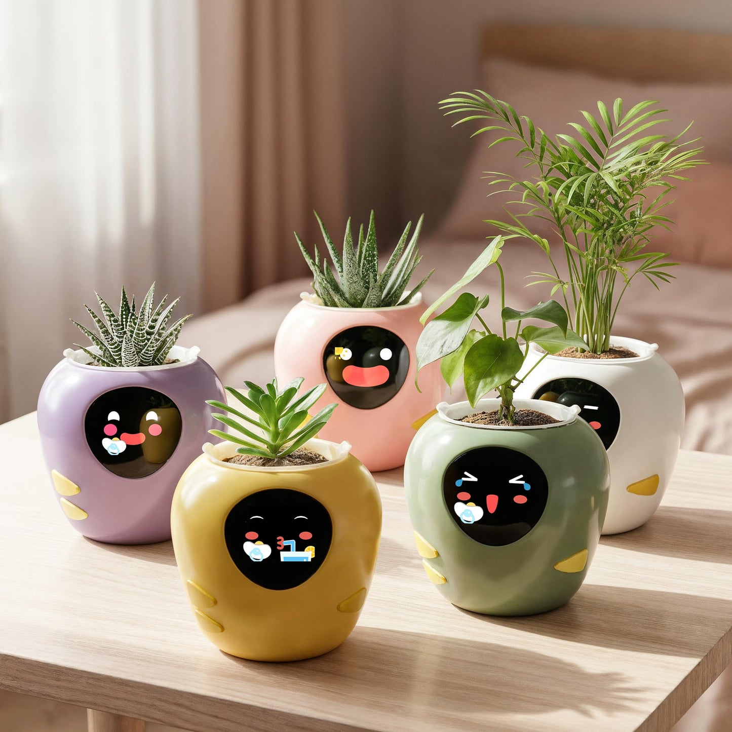 Plantbot Upgraded Large Smart Flower Pot Pet Planter Robot with Artificial Intelligence, Time Temperature Display, and Numerous Expressive Animations Based, for Indoor Decoration, Gifts (Green)