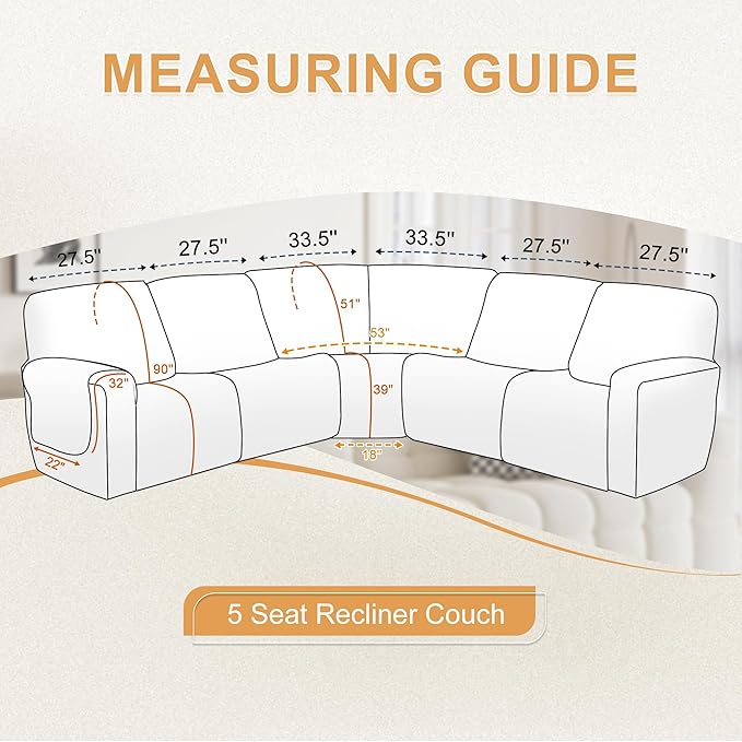 HDCAXKJ 100% Waterproof Reclining Sectional Couch Covers L Shape Recliner Sofa