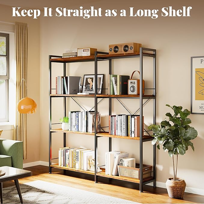 Huuger 4 Tier Bookshelf, L Shaped Corner Bookshelf