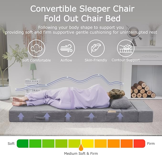 Folding Sofa Bed, 4 in 1 Convertible Sleeper Chair