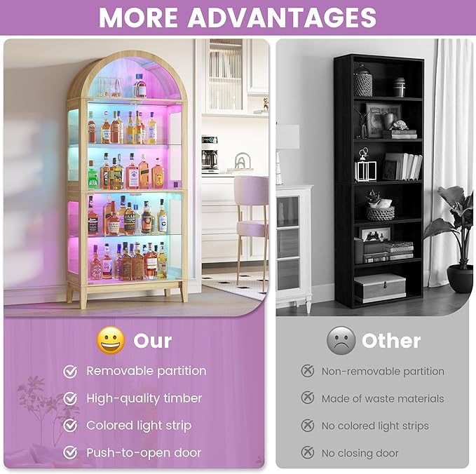 Gurexl 5-Tier Arched Display Cabinet -