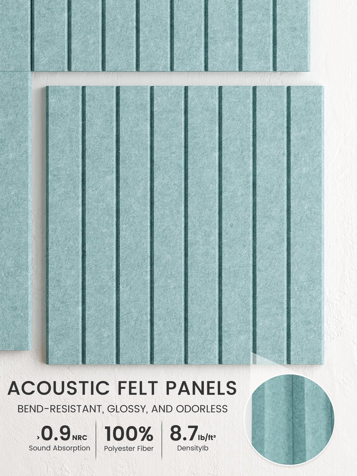 Bumusty Large Cork Board Alternative-48 x 36" Felt Bulletin Board Tiles, with 30 Pushpins, 70 Adhesive Tabs, Fine-Stripe 12-Pack, Cork Boards for Office Push Pin Board Felt Board-Aqua Blue