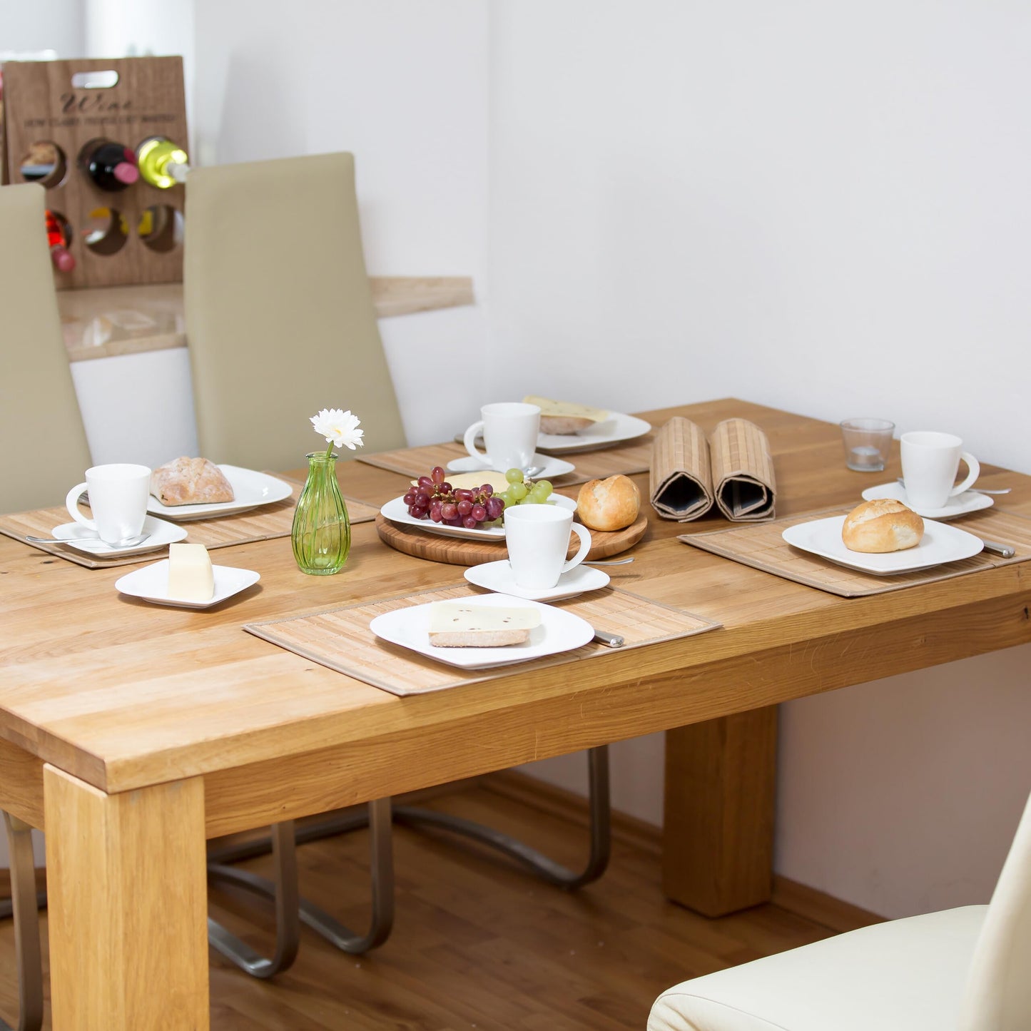 Relaxdays Table Set of 6 Place Mats, Bamboo, 6 Non-Slip Placemats, Washable, 30 x 45 cm, Natural Brown, Wood, 30 x 45 x 0.3 cm