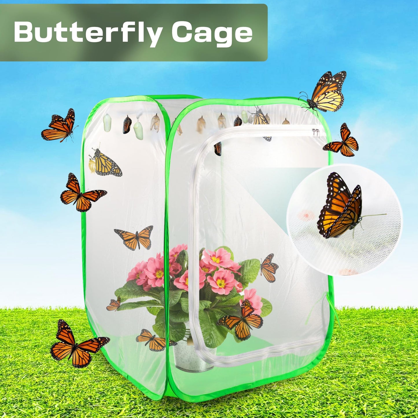 Mesh Plant Tent Enclosure, Pop-Up Cage Plant Cover, Outdoor Garden Protection Guard for Pests, Bird, Pest (16 x 16 x 24 Inches)