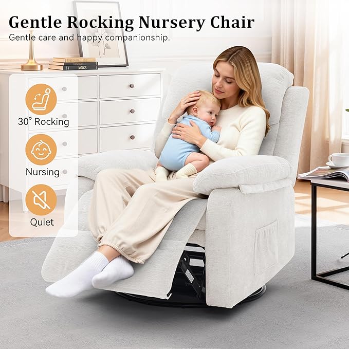Korser Recliner Chair, 360 Swivel Rocker Chair