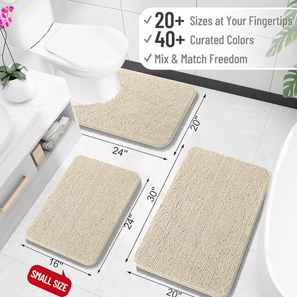 OLANLY Bathroom Runner Rugs 59x20, Extra Soft Absorbent Chenille Bath Rugs, Rubber Backing Quick Dry, Machine Washable Long Bath Mats for Bathroom Floor, Tub and Shower, Home Decor Accessories, Sand