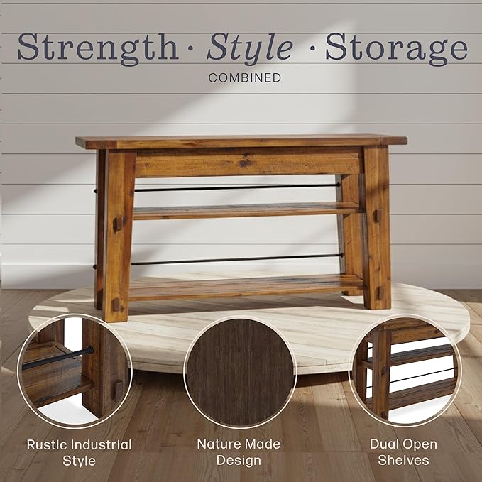 Durango 54-Inch Farmhouse-Industrial Style Wood Console Table