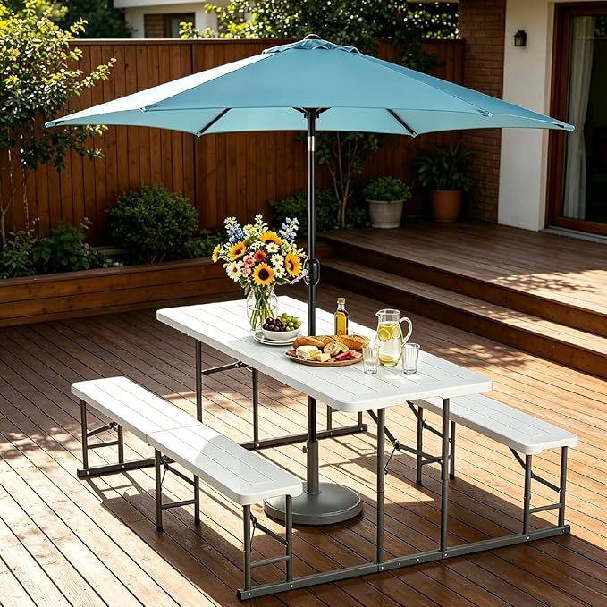 VINGLI Folding Picnic Table and Bench Set