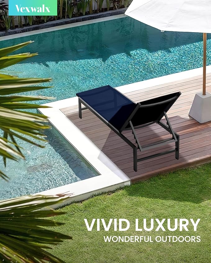 Vexwalx Outdoor Lounge Chairs Set of 2, Aluminum Patio Chaise Lounge Chairs