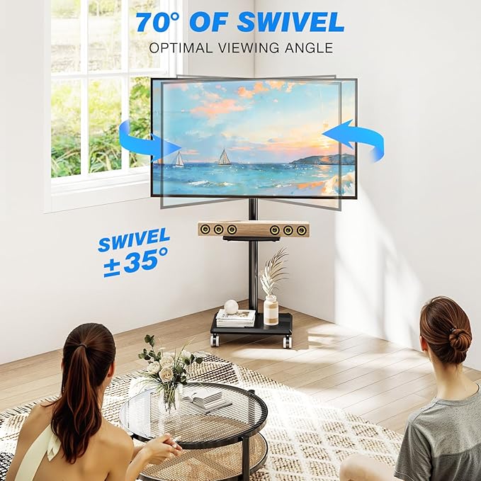 Rfiver Rolling TV Stand with Shelf