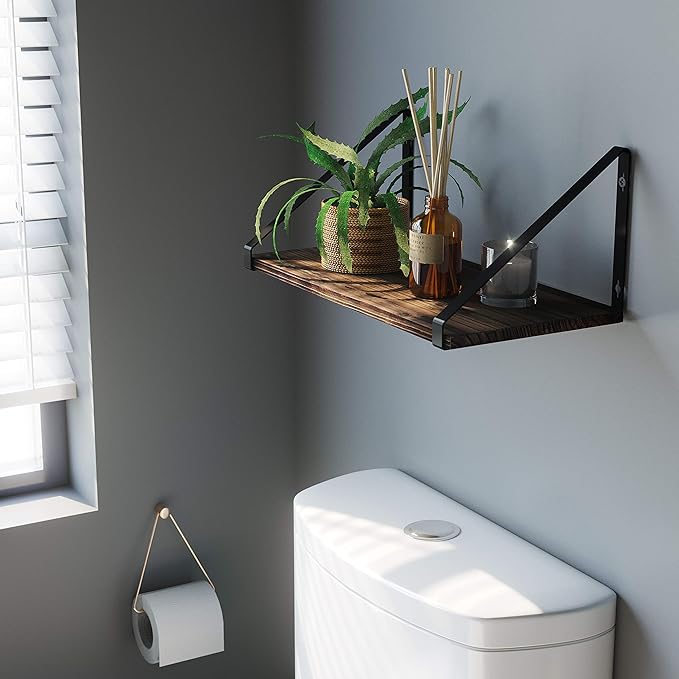 BAMEOS Floating Shelves Rustic Wood Wall Shelf Wall Mounted Shelves