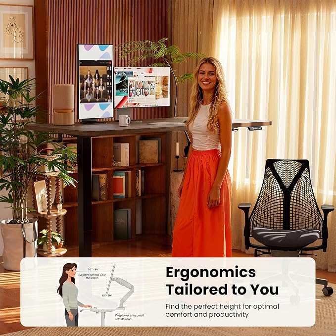 ErGear Height Adjustable Electric Standing Desk, 71 x 30 Inches Sit Stand up Desk, Memory Computer Home Office Desk, Dark Walnut