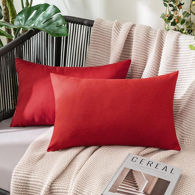 MIULEE Pack of 2 Decorative Outdoor Solid Waterproof Throw Pillow Covers Faux