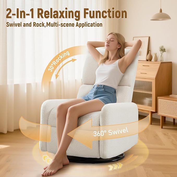 Korser 360° Rocking Chair, Nursery Rocker Chair