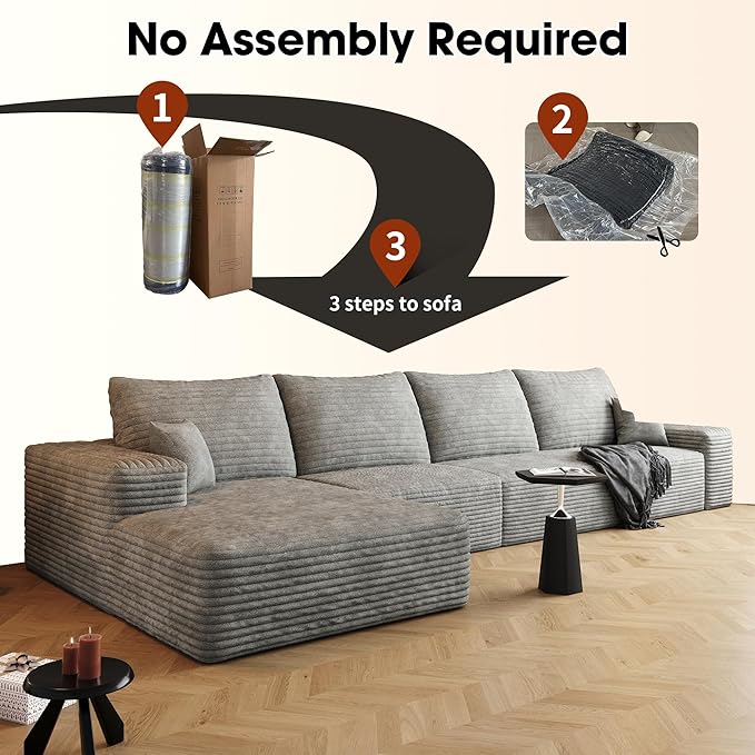 136" Sectional Couches for Living Room Cloud Couch Sofa