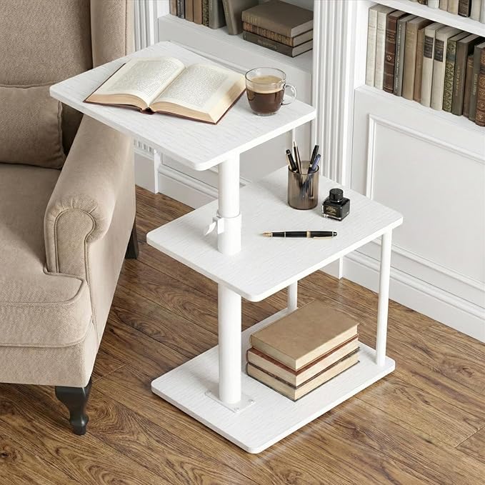 Faesun 360° Swivel Side Table for Height Adjustable, C Shaped End Table for