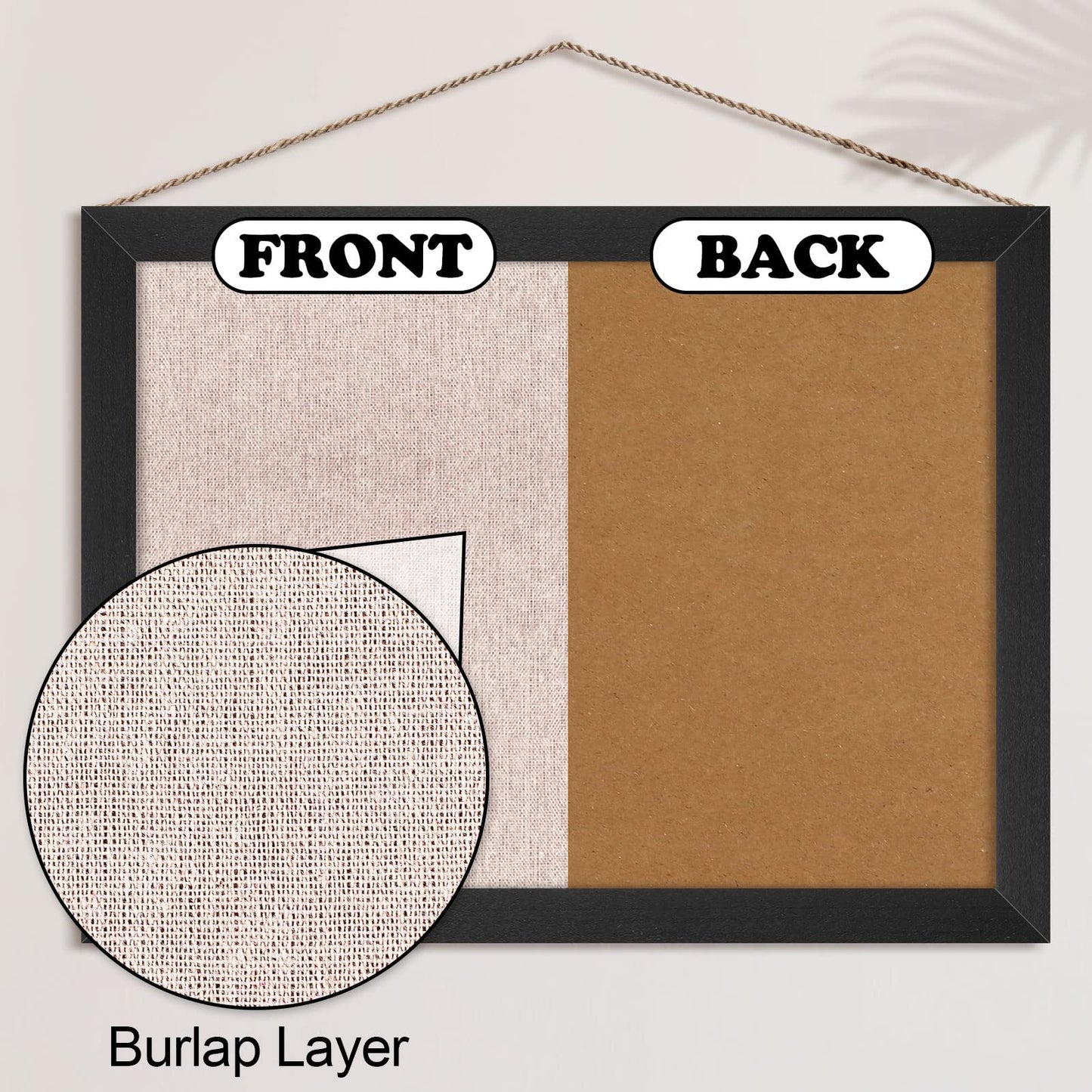 Teling 6 Pack Wood Bulletin Boards with Linen 12''x 16'' Cork Board for Walls with 60 Pushpin Decorative Wood Framed Display for Classroom School Office Bedroom (Black)
