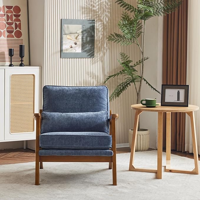 Karl home Accent Chair Wide Armrest Mid-Century Lounge Chair Chenille Armchair
