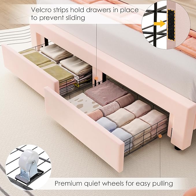 HIFIT Queen Upholstered Smart LED Bed Frame
