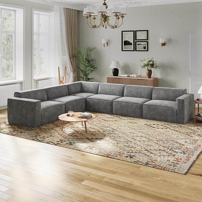 Novilla 142.5" Modular Sectional Sofa, No Assembly Cloud Sectional Couch