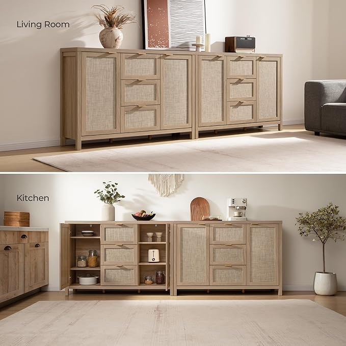 SICOTAS Rattan Large Sideboard Buffet Cabinet