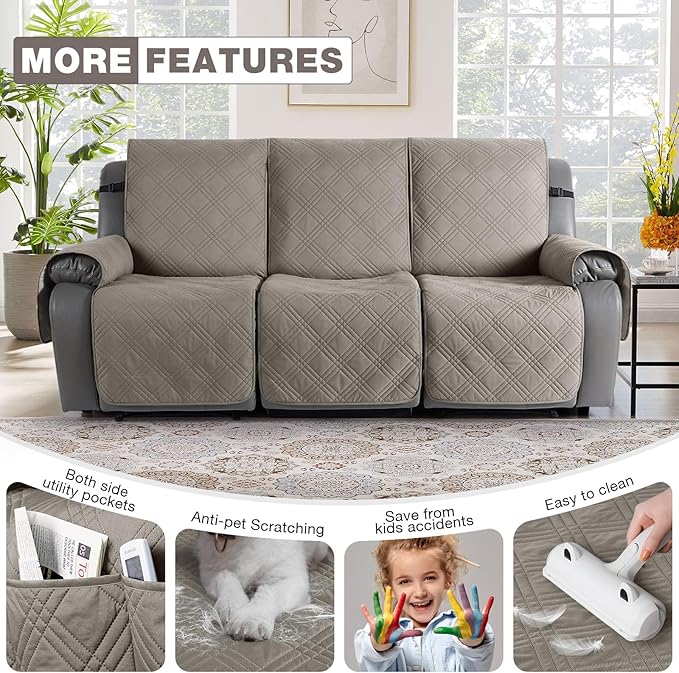 TAOCOCO Waterproof Recliner Sofa Cover, Non Slip Split Recliner Couch Covers