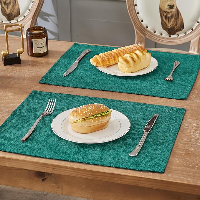 BALCONY & FALCON Placemats Set of 4 Faux Linen Cloth Place Mats Washable