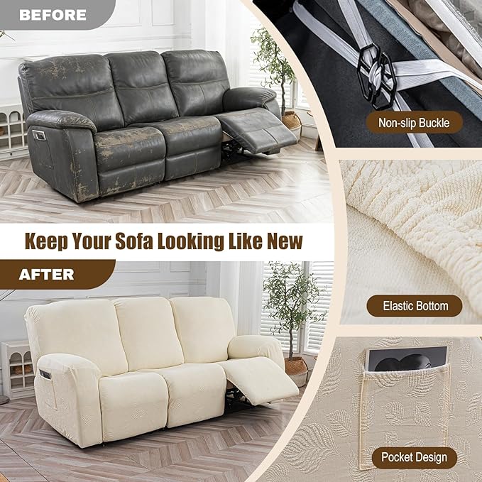 Gennia Recliner Sofa Covers 5 Pieces, Waterproof Sectional Couch Cover Stretch
