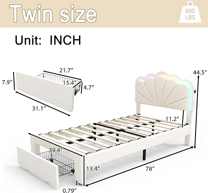 Twin Multifunctional Upholstered Bed，Children’s Bed