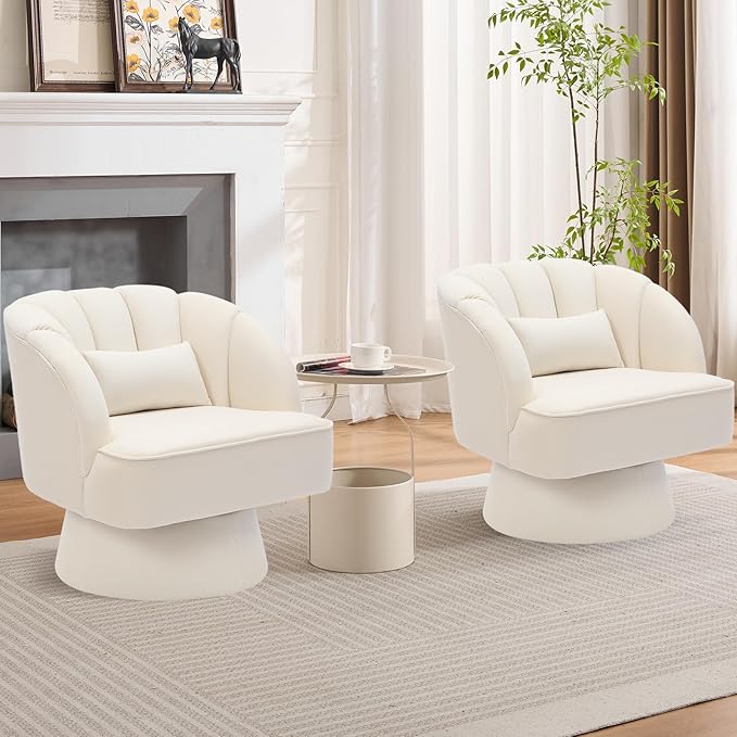 Garvee Ultra-Plush Swivel Accent Chair, 360° Barrel Lounge Chair