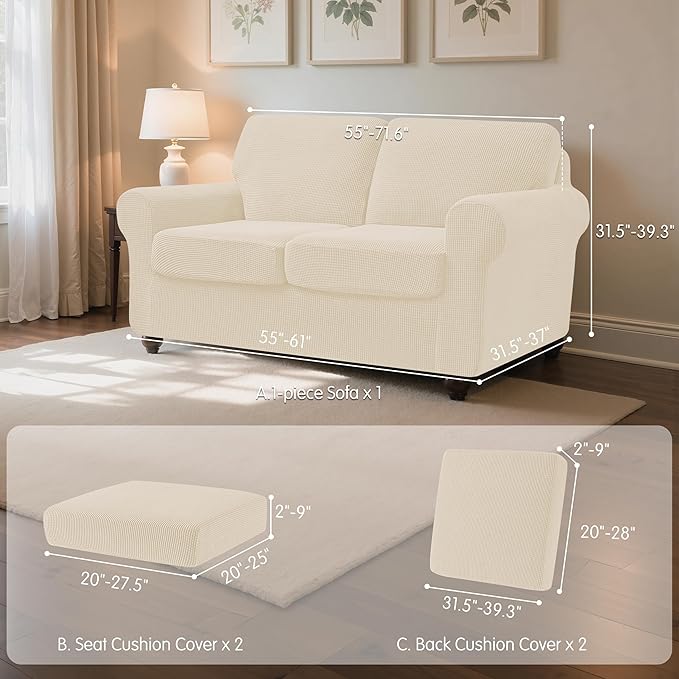 SUBRTEX 5 Pieces Stretch Sofa Slipcover Sets Couch Cover Sets Backrest Cushion