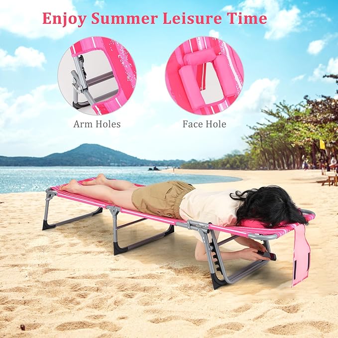 Goplus Tanning Chair, Folding Adjustable Patio Lounge Chair