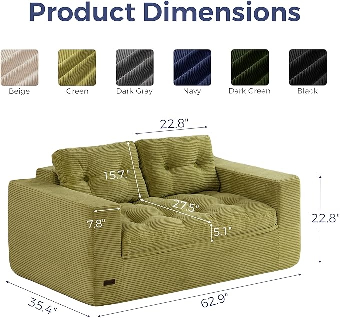 MAXYOYO 63" Loveseat Sofa Couch