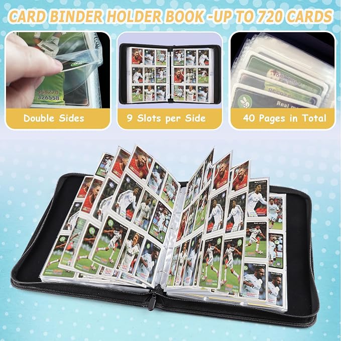 9-Pocket Card Binder for MTG,720 Double Sided Pocket PU Trading Collection Binder,Premium Collector Card Album for MTG,TCG,Yugioh,Game Cards(Blue)