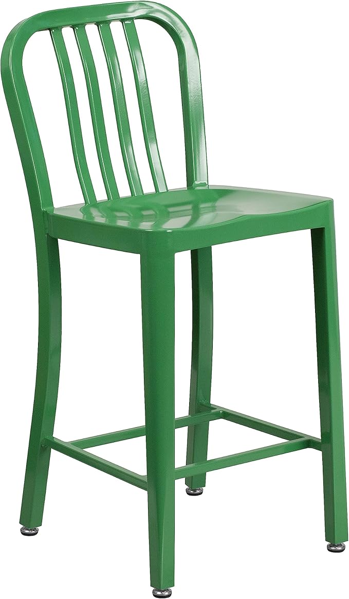 Flash Furniture Commercial Grade 24" High Green Metal Indoor-Outdoor Counter