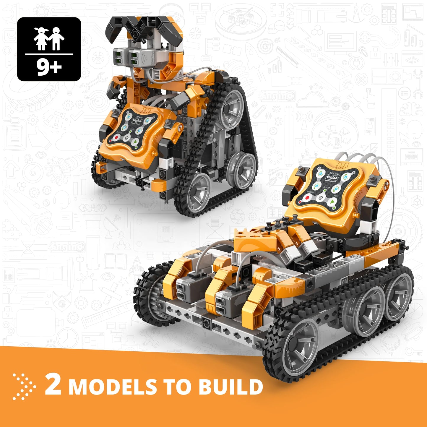 Engino Coding Lab: ERP Mini Robotics, Programmable STEM Robot for Kids Ages 9+, Coding Project, Gift for Boys & Girls, STEM Learning Toy with 2 Sensors, 2 Motors & Programming Software