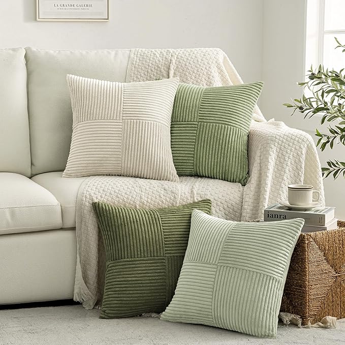 MIULEE Summer Light Green Decorative Throw Pillow Covers 20x20 Inch Set of 4