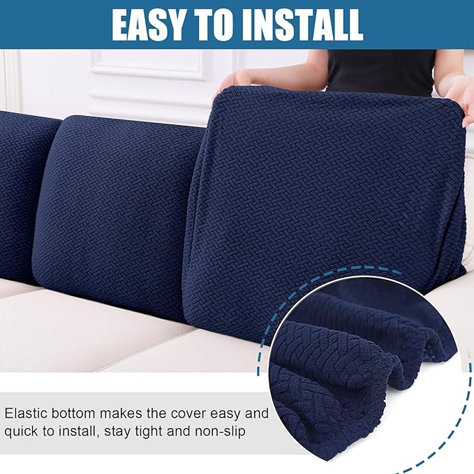 Smiry Waterproof Couch Cushion Covers, Stretch Jacquard Thick Sofa Cushion