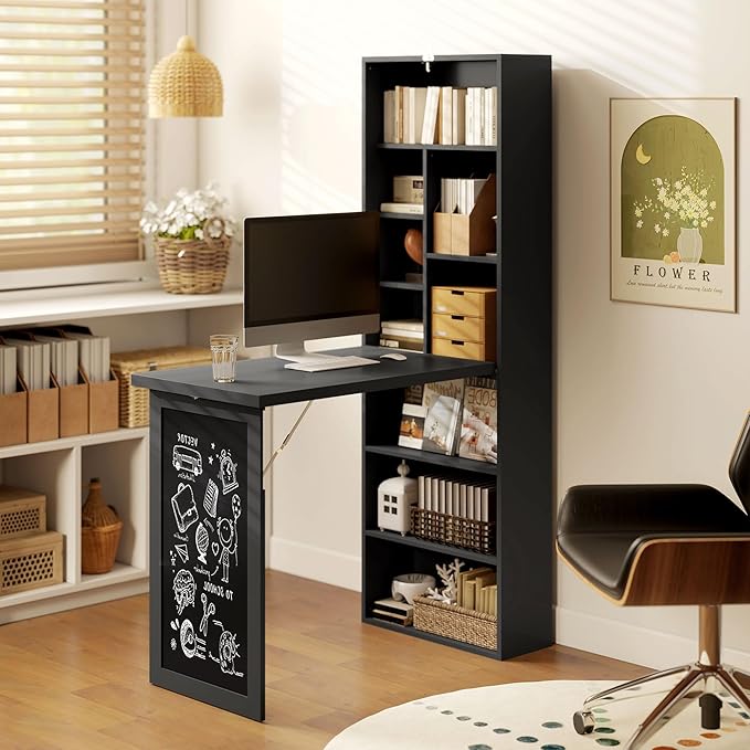 HOMCOM Foldable Convertible Writing Table, Wall Mounted Space-Saving Computer