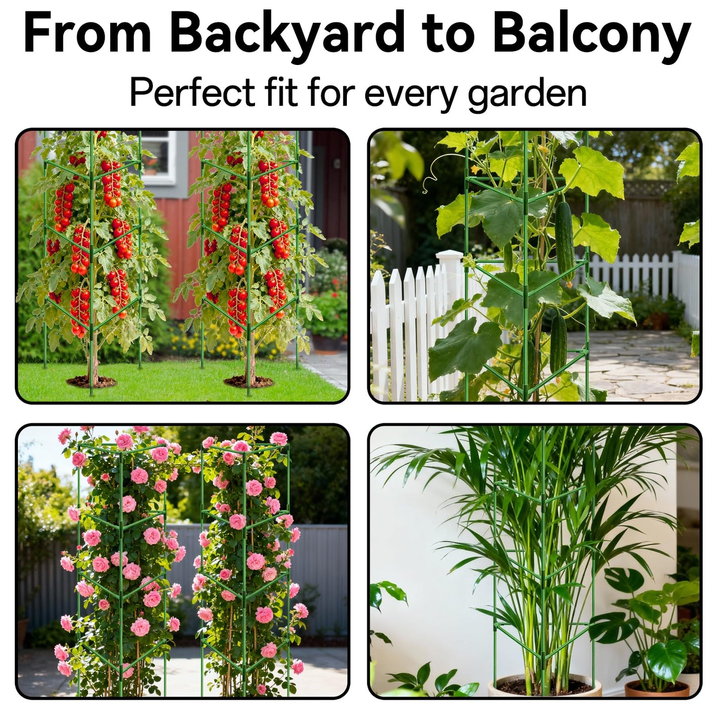 Halatool 72 Inch Tall Tomato Cages Heavy Duty, 4 Pack Metal Adjustable Plant Support Stakes for Pots, Large Trellis for Garden Climbing Vegetables Cucumbers Flowers Fruits