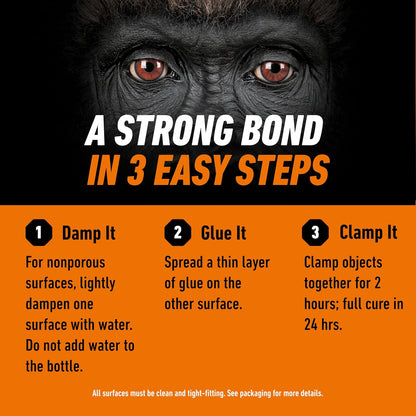 Gorilla Original Gorilla Glue, Brown, Waterproof Polyurethane Glue, 8 Ounce (Pack of 1) - Expands Into Materials, All Purpose