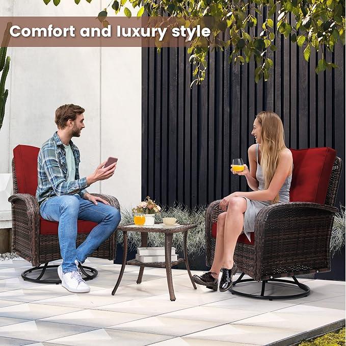 wildformers Luxury Outdoor Swivel Wicker Glider Patio Chairs