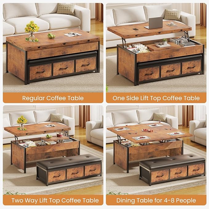 Itaar Lift Top Coffee Table Set, Center Table