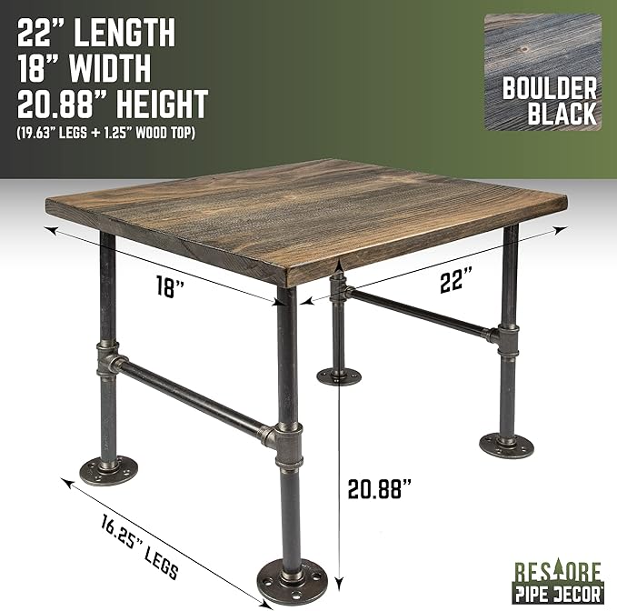 Restore by Pipe DÉCOR Wood End Table 22 in. x 18 in. x 20.88 in. Reclaimed