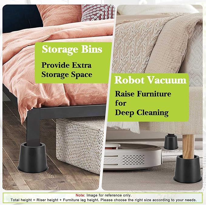 4 Pack Furniture Risers 4 Inch, Bed Risers Heavy Duty