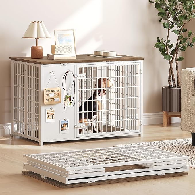 YATINEY Foldable Dog Crate Furniture, Dog Crate
