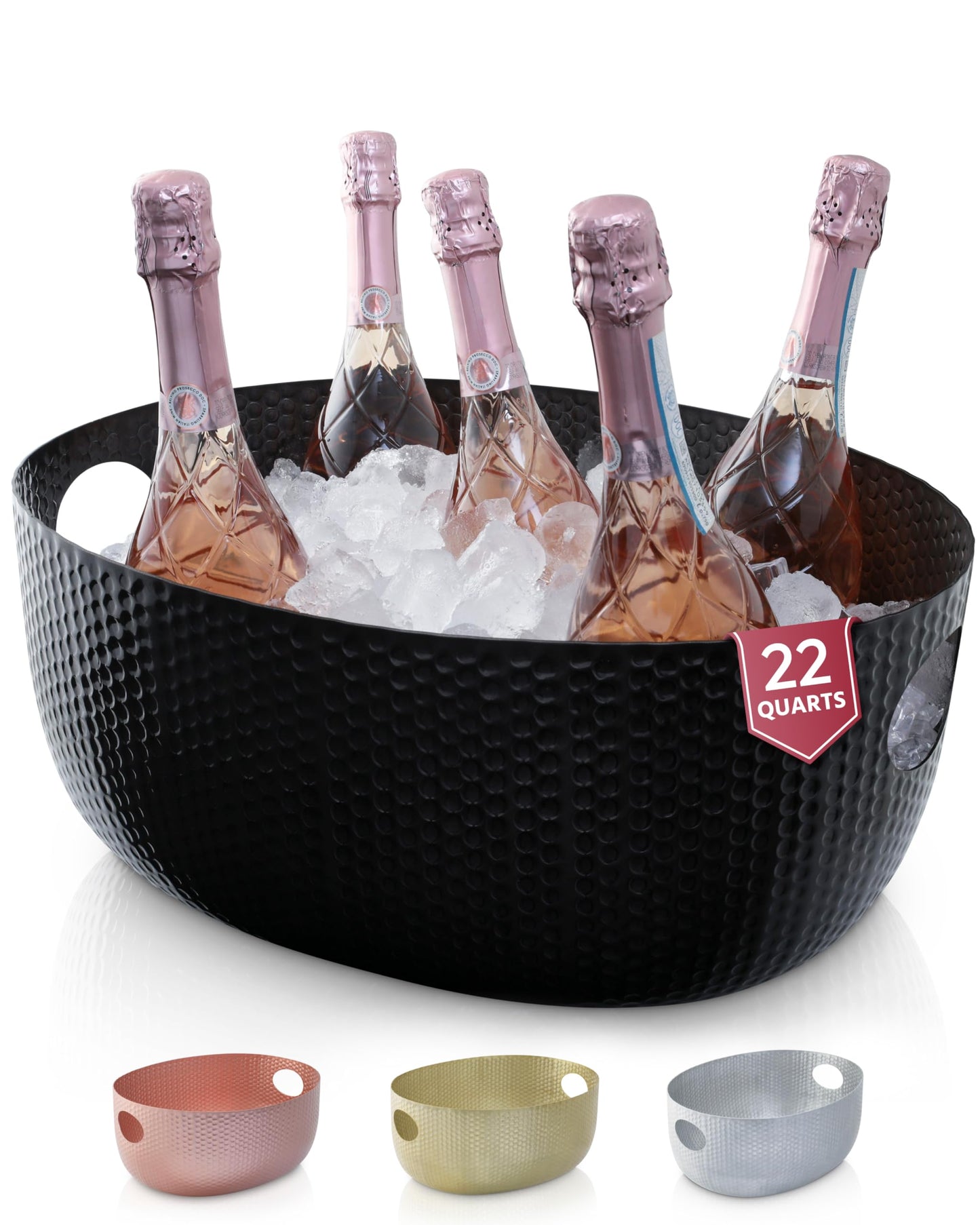 Gusto Nostro Large Beverage Tub for Parties - Metal Tub for Wine Bottles,Champagne,Beers - High Capacity Ice Bucket for Drinks - Extra Large Ice Buckets for Parties (22 qt) Outdoor Party Drink Bucket