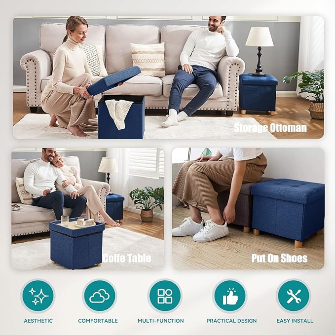 BRIAN & DANY Ottoman with Storage, Small Storage Ottoman